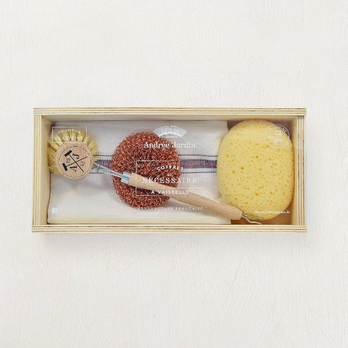 Andr Jardin Sustainable Dish Cleaning Kit in Wooden Box - Tampa Home & Garden Store