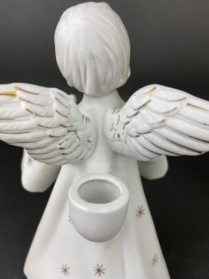 Angel Candle Stick Holders  by Schmid Brothers. Set of Two Porcelain Angels Playing Harp. Made in Japan. - Tampa Home & Garden Store