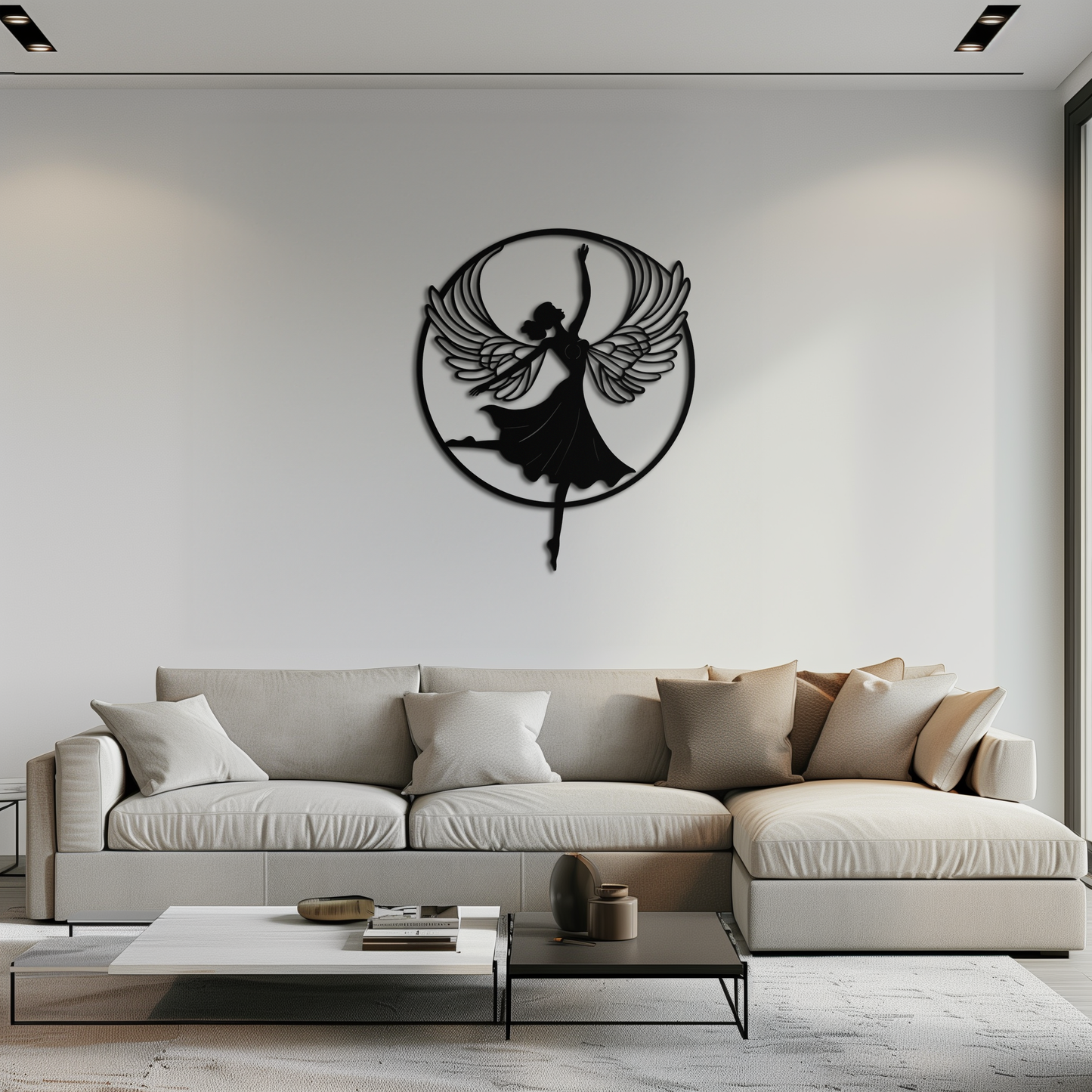 Angel Dancer Metal Wall Art – Winged Woman Silhouette Steel Decor for Elegant and Spiritual Interiors- KAF334 - Tampa Home & Garden Store