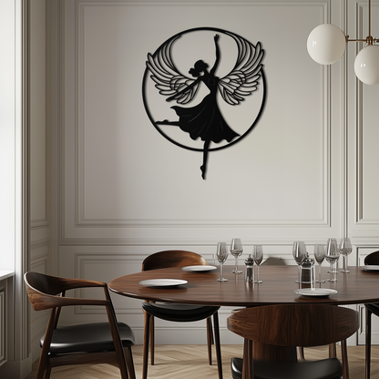 Angel Dancer Metal Wall Art – Winged Woman Silhouette Steel Decor for Elegant and Spiritual Interiors- KAF334 - Tampa Home & Garden Store