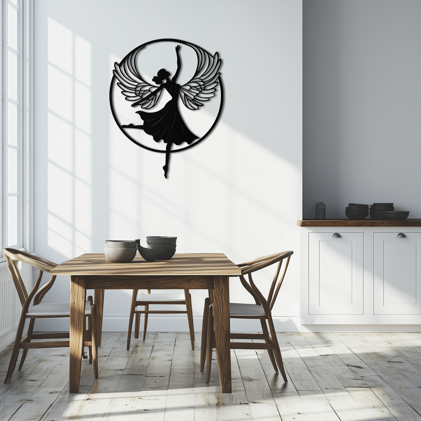 Angel Dancer Metal Wall Art – Winged Woman Silhouette Steel Decor for Elegant and Spiritual Interiors- KAF334 - Tampa Home & Garden Store