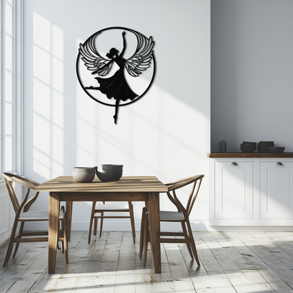 Angel Dancer Metal Wall Art – Winged Woman Silhouette Steel Decor for Elegant and Spiritual Interiors- KAF334 - Tampa Home & Garden Store
