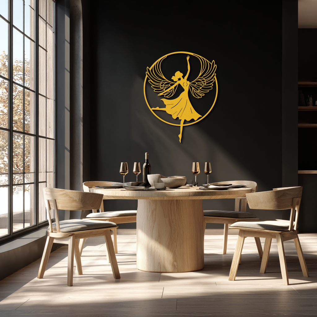 Angel Dancer Metal Wall Art – Winged Woman Silhouette Steel Decor for Elegant and Spiritual Interiors- KAF334 - Tampa Home & Garden Store