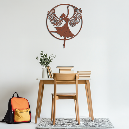Angel Dancer Metal Wall Art – Winged Woman Silhouette Steel Decor for Elegant and Spiritual Interiors- KAF334 - Tampa Home & Garden Store