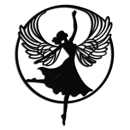 Angel Dancer Metal Wall Art – Winged Woman Silhouette Steel Decor for Elegant and Spiritual Interiors- KAF334 - Tampa Home & Garden Store