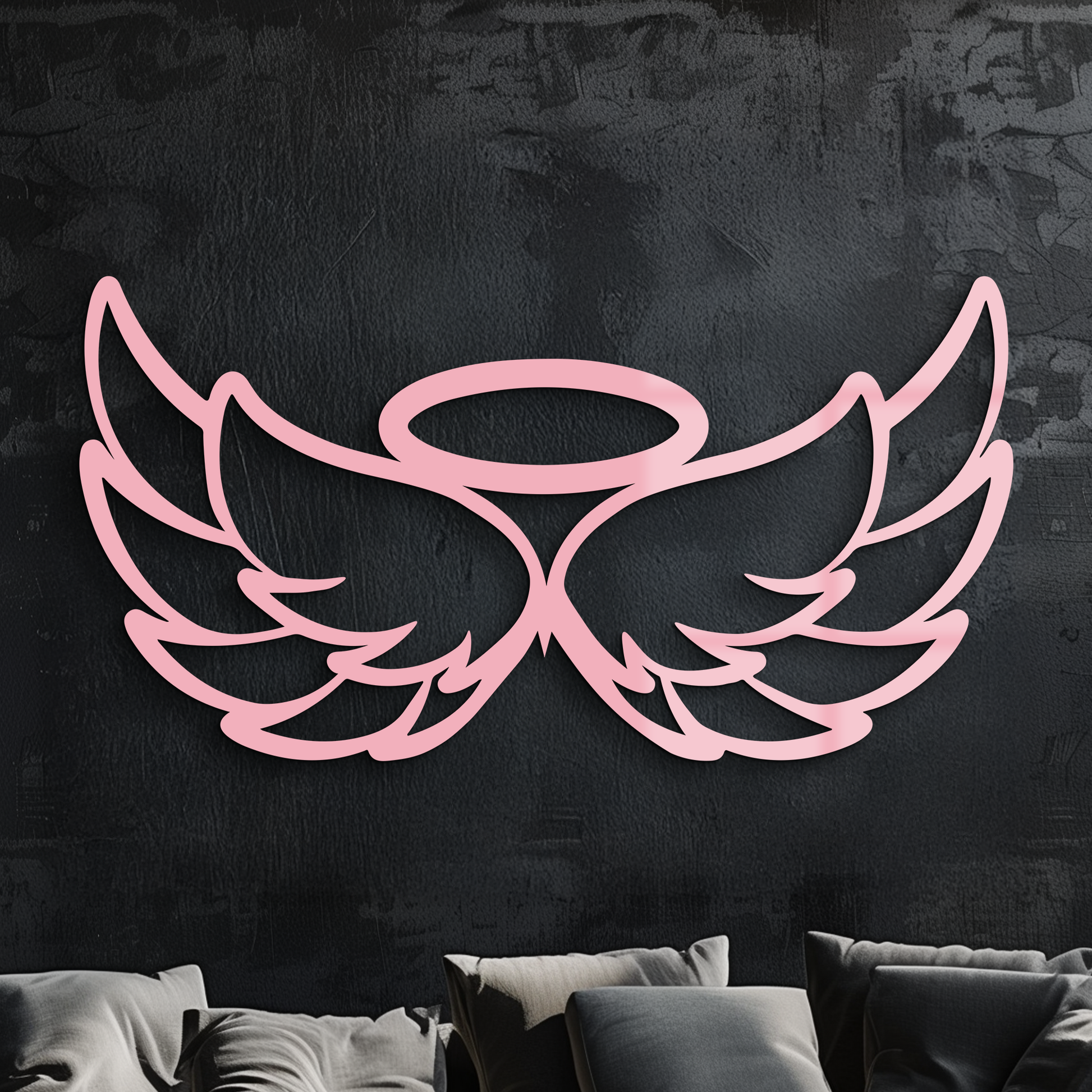 Angel Halo with Wings Metal Wall Art – Spiritual Silhouette Design - KAFGP062 - Tampa Home & Garden Store