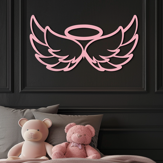 Angel Halo with Wings Metal Wall Art – Spiritual Silhouette Design - KAFGP062 - Tampa Home & Garden Store