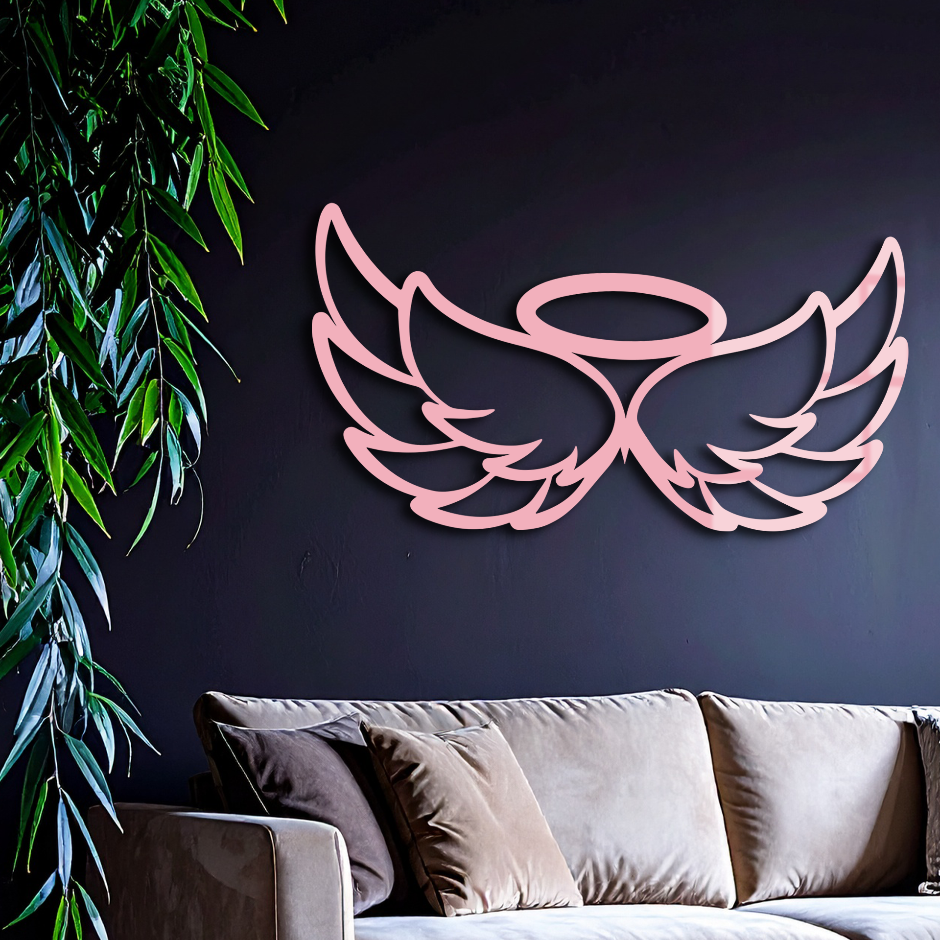 Angel Halo with Wings Metal Wall Art – Spiritual Silhouette Design - KAFGP062 - Tampa Home & Garden Store