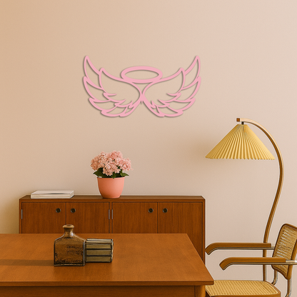 Angel Halo with Wings Metal Wall Art – Spiritual Silhouette Design - KAFGP062 - Tampa Home & Garden Store