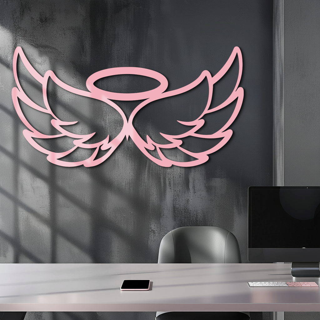 Angel Halo with Wings Metal Wall Art – Spiritual Silhouette Design - KAFGP062 - Tampa Home & Garden Store