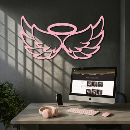Angel Halo with Wings Metal Wall Art – Spiritual Silhouette Design - KAFGP062 - Tampa Home & Garden Store