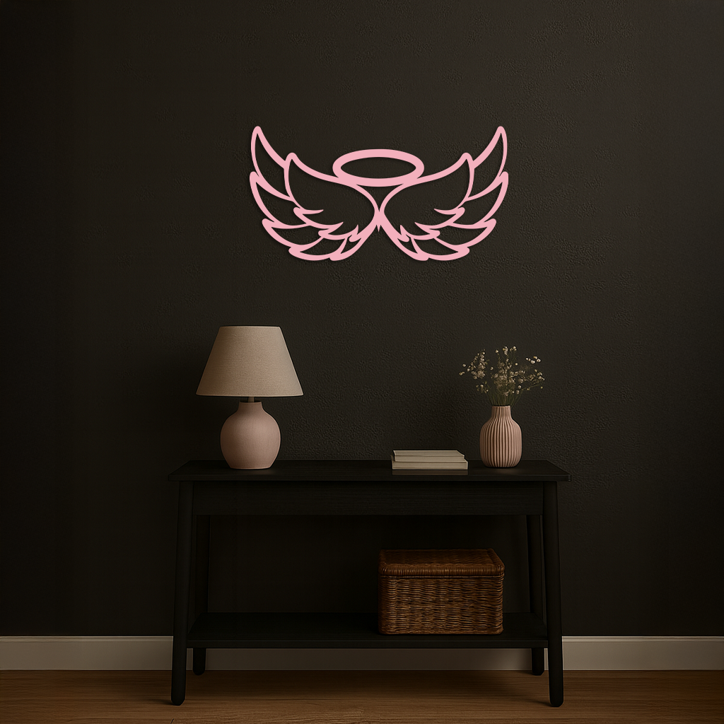 Angel Halo with Wings Metal Wall Art – Spiritual Silhouette Design - KAFGP062 - Tampa Home & Garden Store