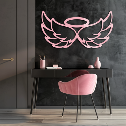 Angel Halo with Wings Metal Wall Art – Spiritual Silhouette Design - KAFGP062 - Tampa Home & Garden Store