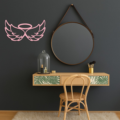 Angel Halo with Wings Metal Wall Art – Spiritual Silhouette Design - KAFGP062 - Tampa Home & Garden Store