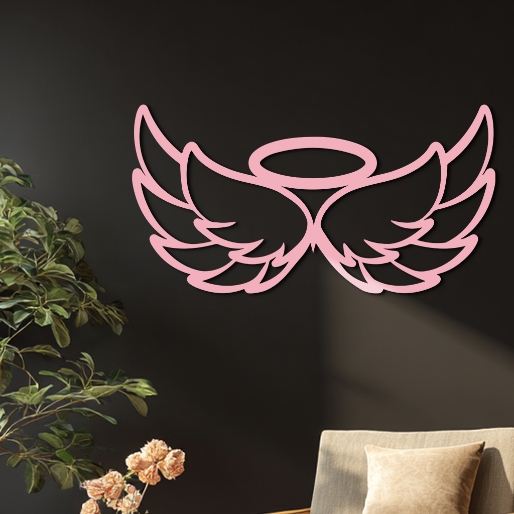 Angel Halo with Wings Metal Wall Art – Spiritual Silhouette Design - KAFGP062 - Tampa Home & Garden Store