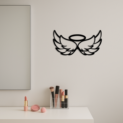 Angel Halo with Wings Metal Wall Art – Spiritual Silhouette Design - KAFGP062 - Tampa Home & Garden Store