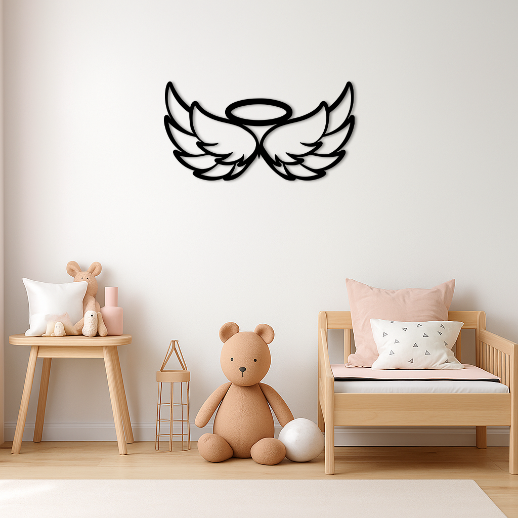 Angel Halo with Wings Metal Wall Art – Spiritual Silhouette Design - KAFGP062 - Tampa Home & Garden Store