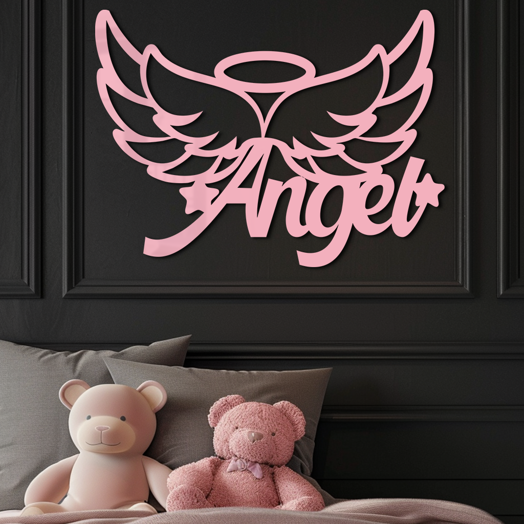 Angel Wings with Halo Metal Wall Art – Modern Spiritual Decor - KAFGP084 - Tampa Home & Garden Store