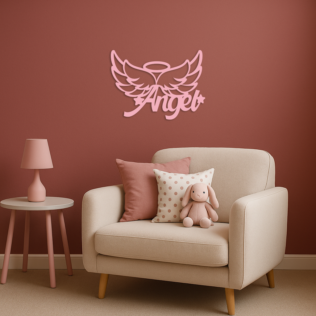 Angel Wings with Halo Metal Wall Art – Modern Spiritual Decor - KAFGP084 - Tampa Home & Garden Store