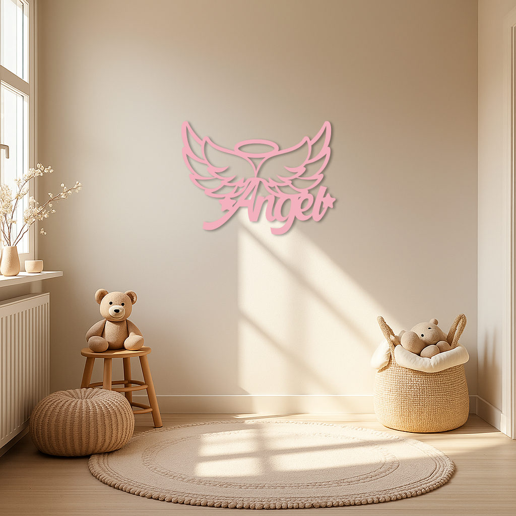 Angel Wings with Halo Metal Wall Art – Modern Spiritual Decor - KAFGP084 - Tampa Home & Garden Store