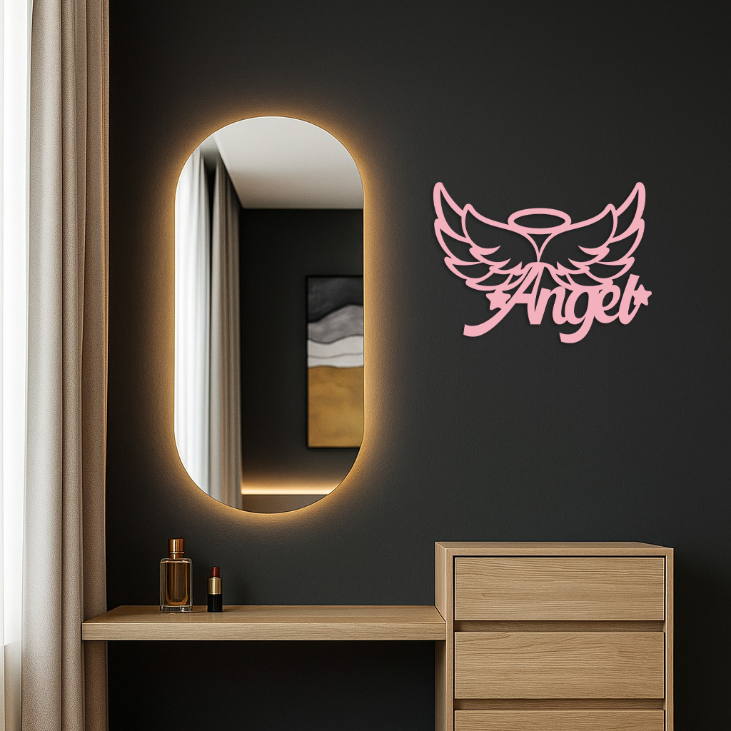 Angel Wings with Halo Metal Wall Art – Modern Spiritual Decor - KAFGP084 - Tampa Home & Garden Store