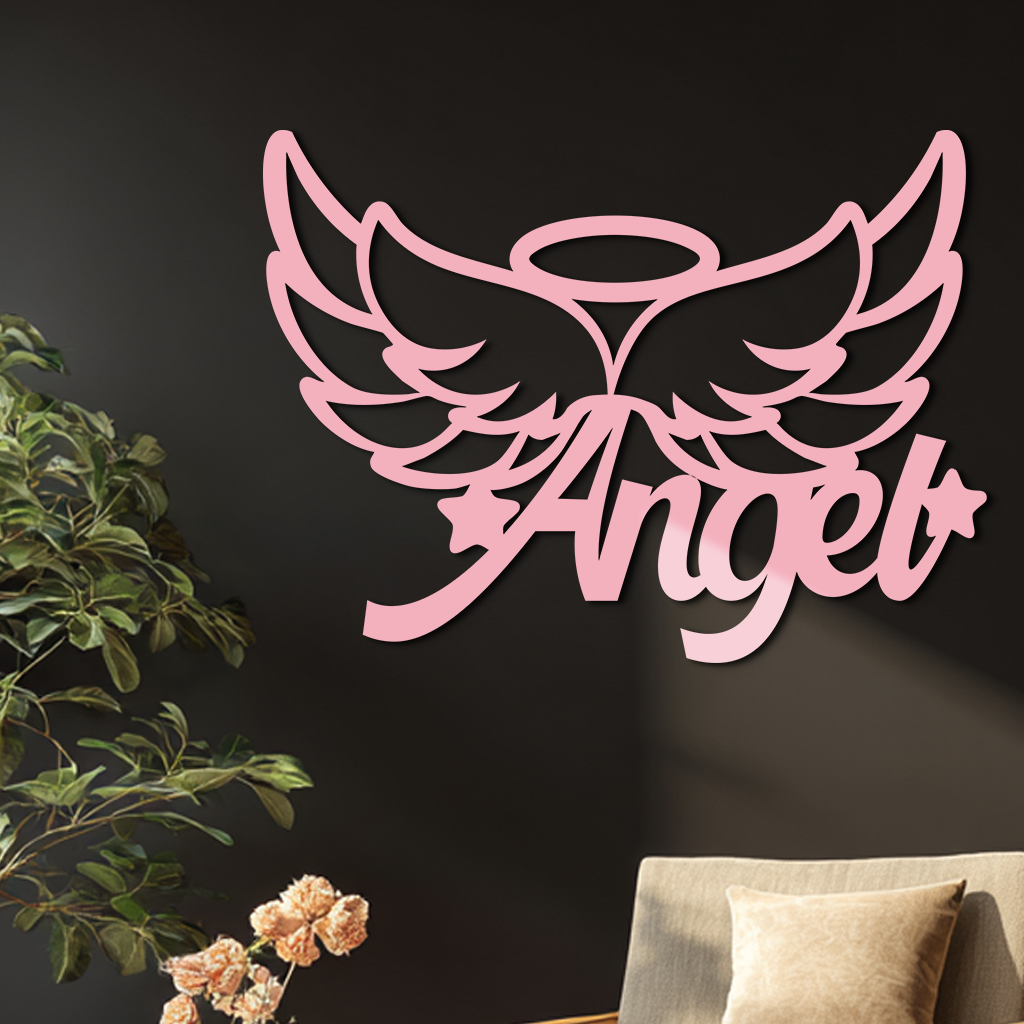 Angel Wings with Halo Metal Wall Art – Modern Spiritual Decor - KAFGP084 - Tampa Home & Garden Store