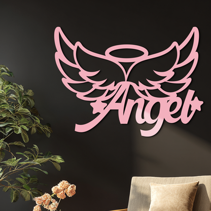 Angel Wings with Halo Metal Wall Art – Modern Spiritual Decor - KAFGP084 - Tampa Home & Garden Store