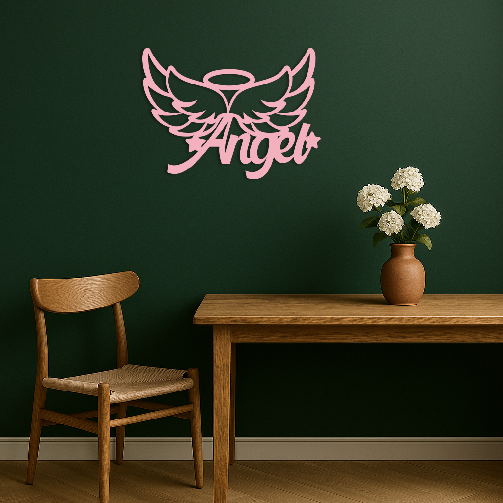 Angel Wings with Halo Metal Wall Art – Modern Spiritual Decor - KAFGP084 - Tampa Home & Garden Store