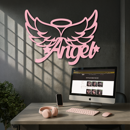 Angel Wings with Halo Metal Wall Art – Modern Spiritual Decor - KAFGP084 - Tampa Home & Garden Store