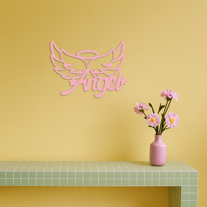 Angel Wings with Halo Metal Wall Art – Modern Spiritual Decor - KAFGP084 - Tampa Home & Garden Store