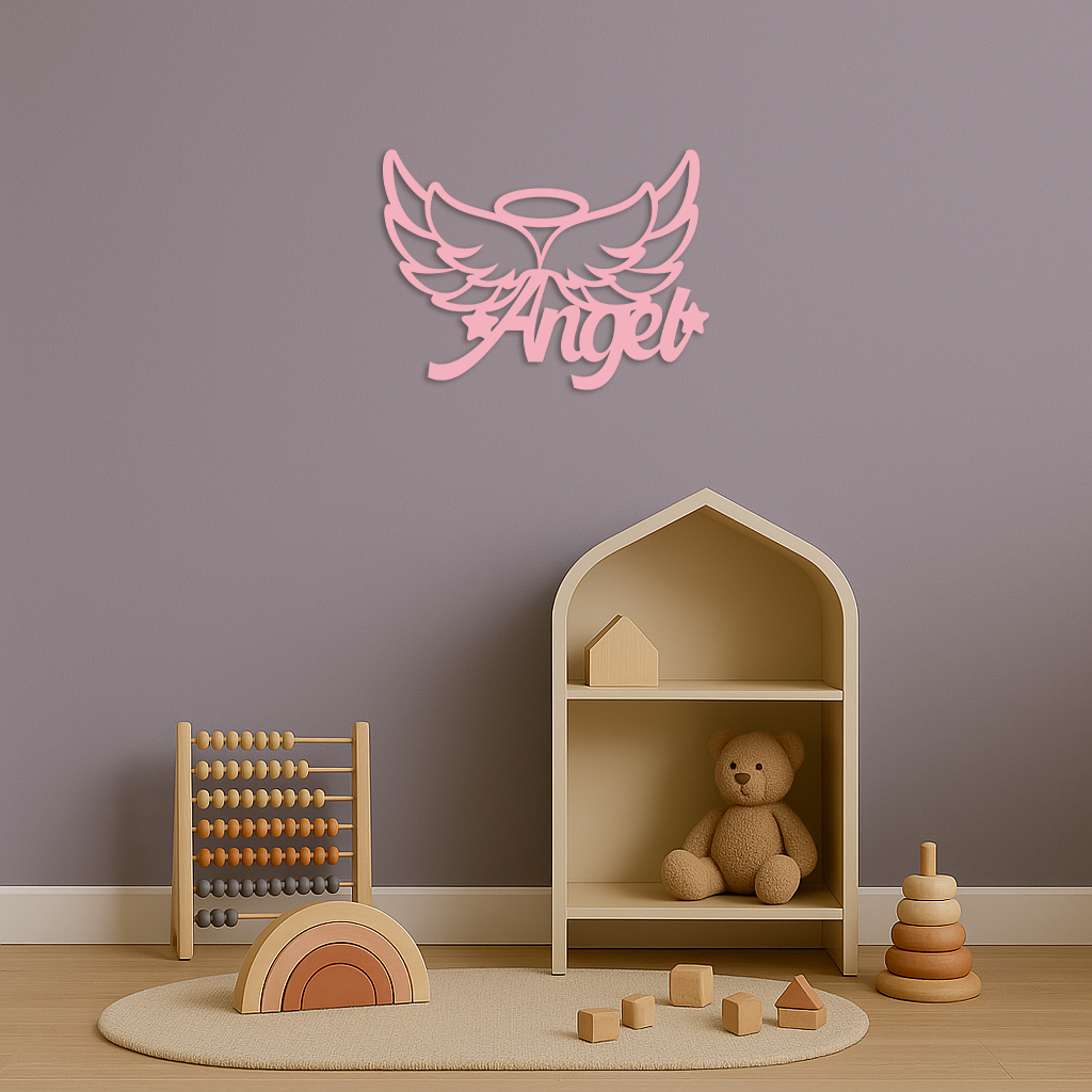 Angel Wings with Halo Metal Wall Art – Modern Spiritual Decor - KAFGP084 - Tampa Home & Garden Store
