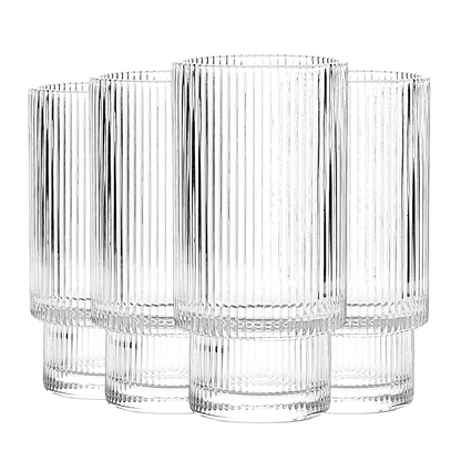 Premium Set of 4 Clear Como Highball Glasses
