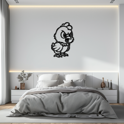 Angry Chick Metal Wall Art – Cartoon Chicken Silhouette Wall Decor-KAF618 - Tampa Home & Garden Store