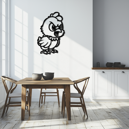 Angry Chick Metal Wall Art – Cartoon Chicken Silhouette Wall Decor-KAF618 - Tampa Home & Garden Store