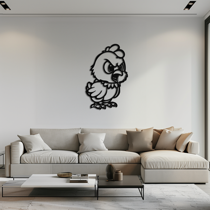 Angry Chick Metal Wall Art – Cartoon Chicken Silhouette Wall Decor-KAF618 - Tampa Home & Garden Store