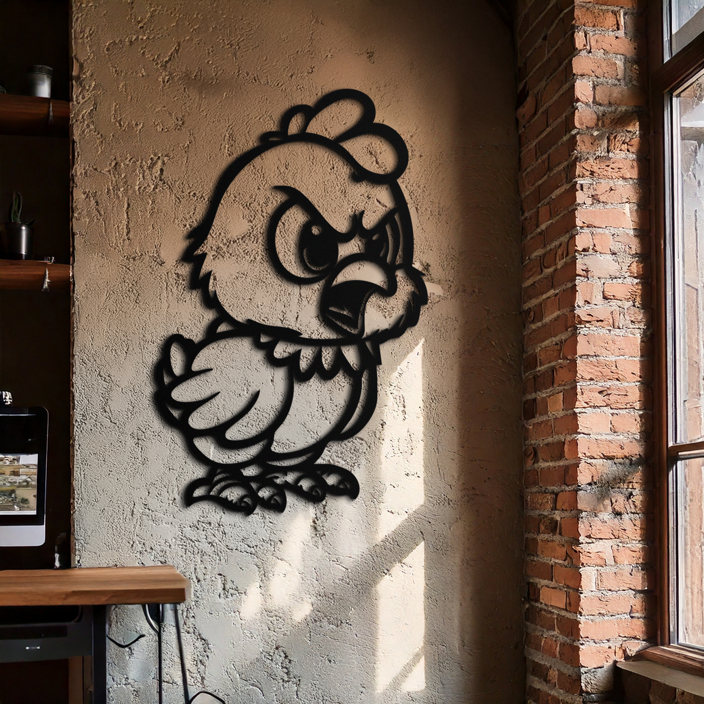 Angry Chick Metal Wall Art – Cartoon Chicken Silhouette Wall Decor-KAF618 - Tampa Home & Garden Store