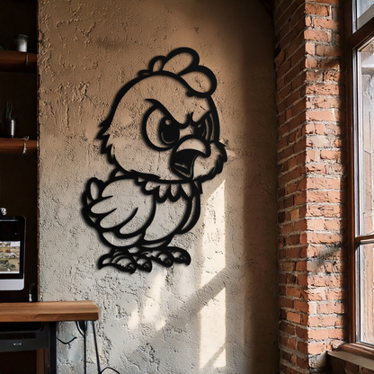 Angry Chick Metal Wall Art – Cartoon Chicken Silhouette Wall Decor-KAF618 - Tampa Home & Garden Store