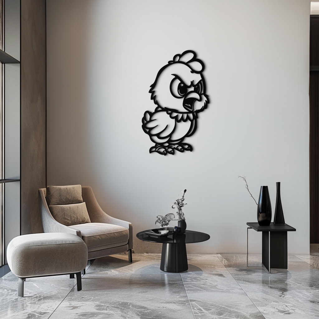 Angry Chick Metal Wall Art – Cartoon Chicken Silhouette Wall Decor-KAF618 - Tampa Home & Garden Store