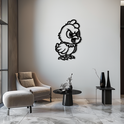 Angry Chick Metal Wall Art – Cartoon Chicken Silhouette Wall Decor-KAF618 - Tampa Home & Garden Store