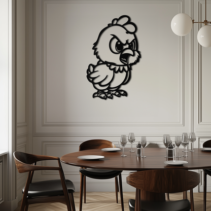 Angry Chick Metal Wall Art – Cartoon Chicken Silhouette Wall Decor-KAF618 - Tampa Home & Garden Store