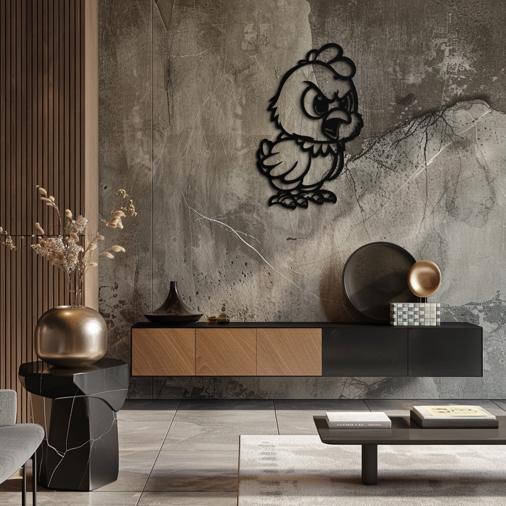 Angry Chick Metal Wall Art – Cartoon Chicken Silhouette Wall Decor-KAF618 - Tampa Home & Garden Store