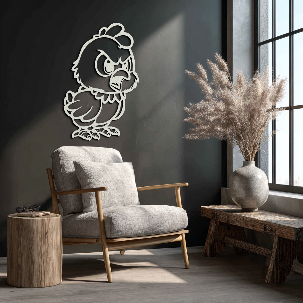 Angry Chick Metal Wall Art – Cartoon Chicken Silhouette Wall Decor-KAF618 - Tampa Home & Garden Store
