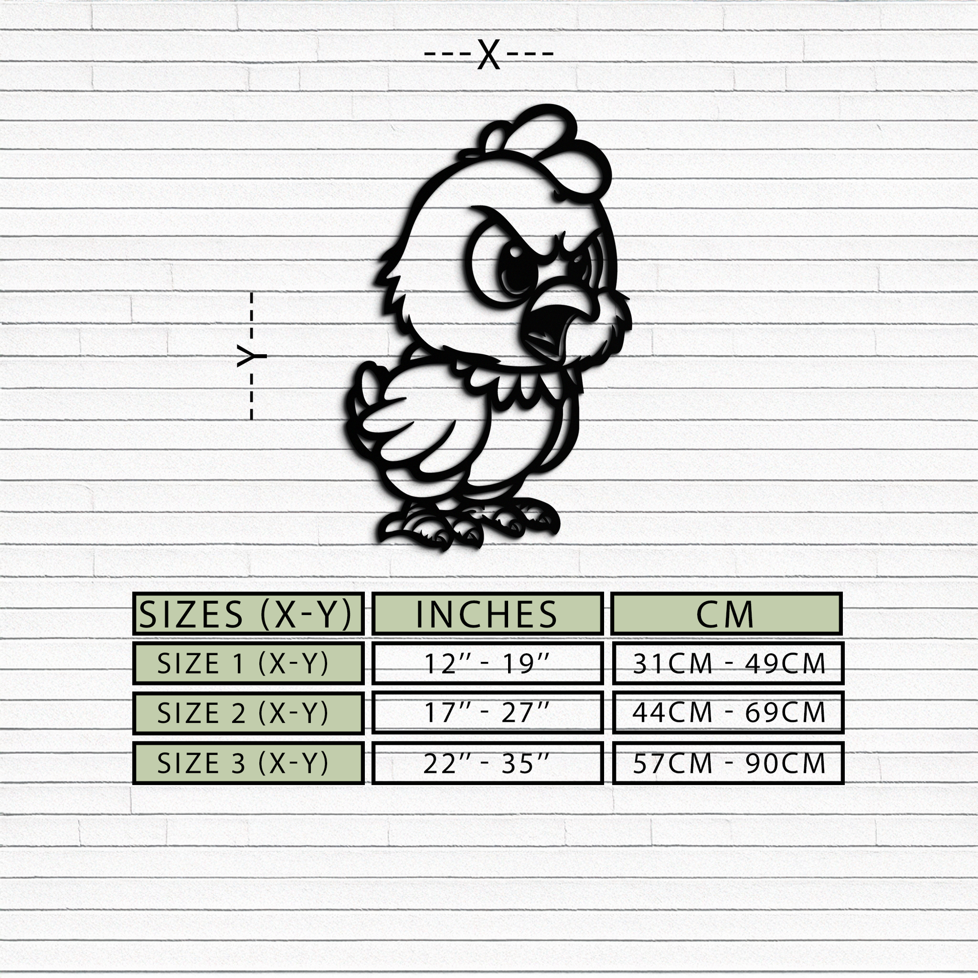 Angry Chick Metal Wall Art – Cartoon Chicken Silhouette Wall Decor-KAF618 - Tampa Home & Garden Store