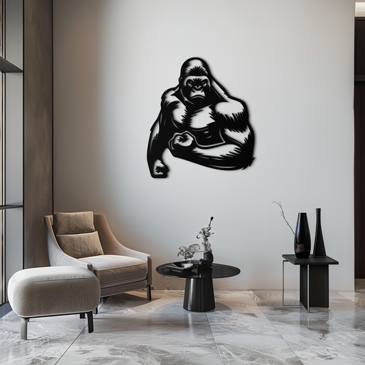 Angry Gorilla Metal Wall Art – Fierce Jungle Animal Decor for Gym and Man Cave- KAF592 - Tampa Home & Garden Store