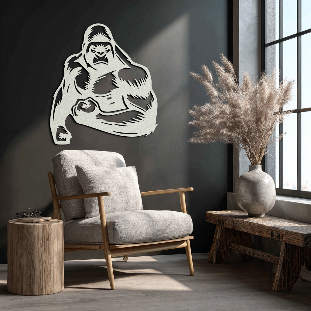 Angry Gorilla Metal Wall Art – Fierce Jungle Animal Decor for Gym and Man Cave- KAF592 - Tampa Home & Garden Store