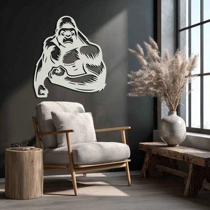 Angry Gorilla Metal Wall Art – Fierce Jungle Animal Decor for Gym and Man Cave- KAF592 - Tampa Home & Garden Store