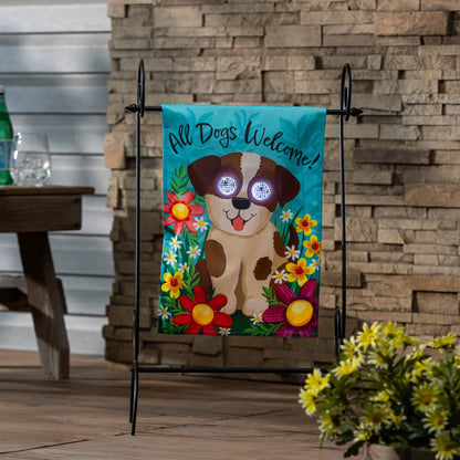 Animated All Dogs Welcome Applique Lighted Garden Flag - Tampa Home & Garden Store
