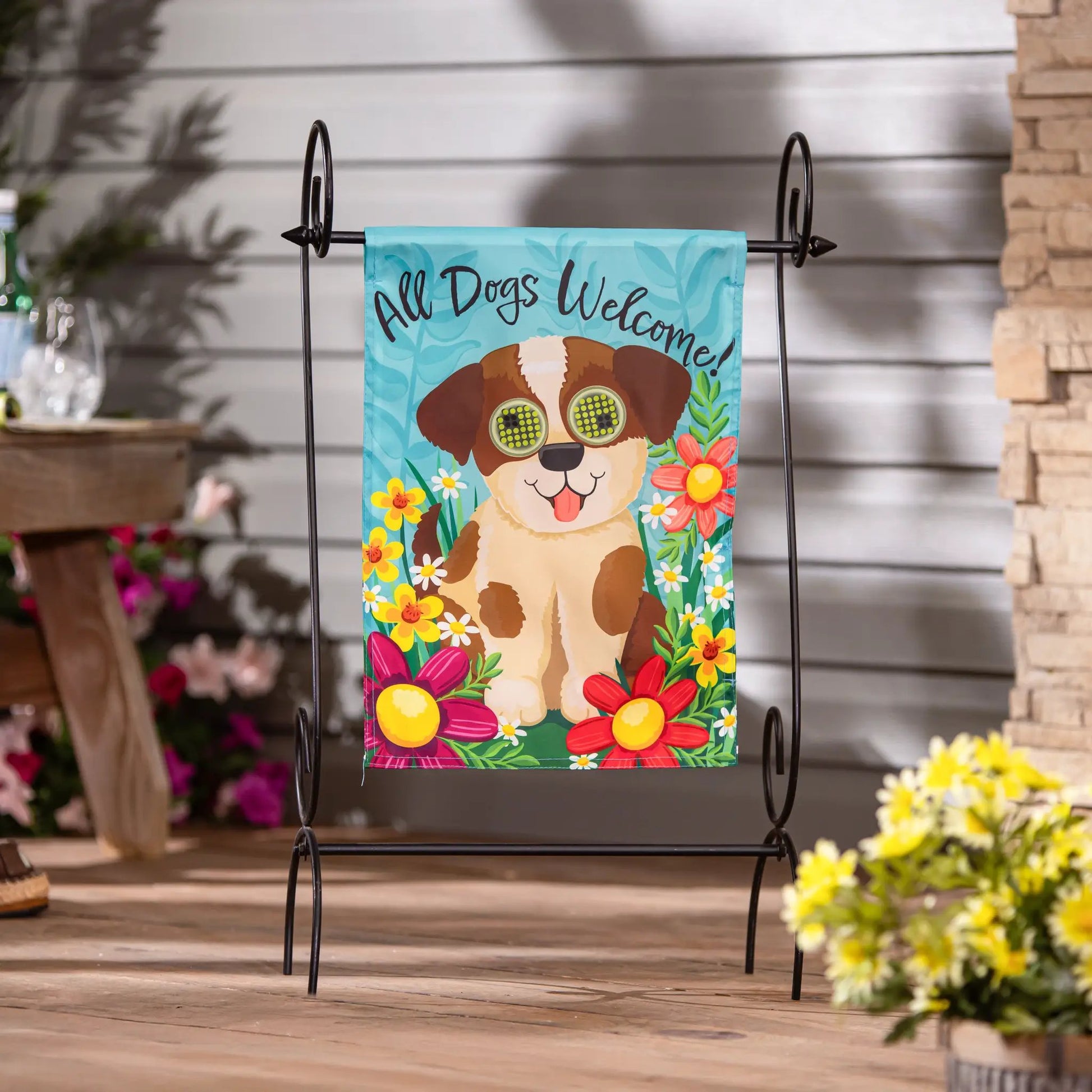 Animated All Dogs Welcome Applique Lighted Garden Flag - Tampa Home & Garden Store
