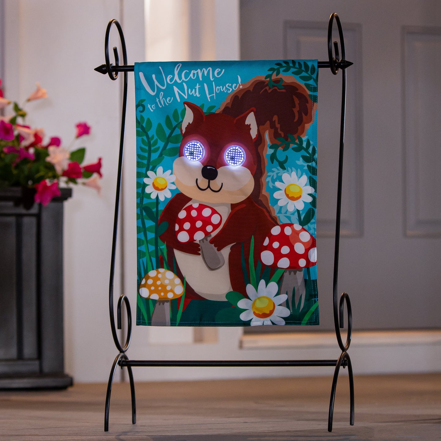 Animated Nutty Squirrel Applique Lighted Garden Flag - Tampa Home & Garden Store