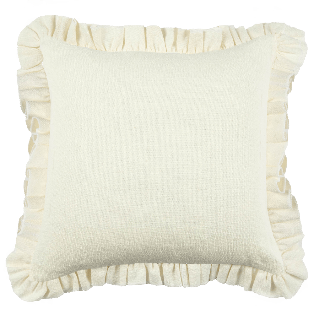 Anita Linen Solid Throw Pillow Cover, Cream Ruffled - Tampa Home & Garden Store